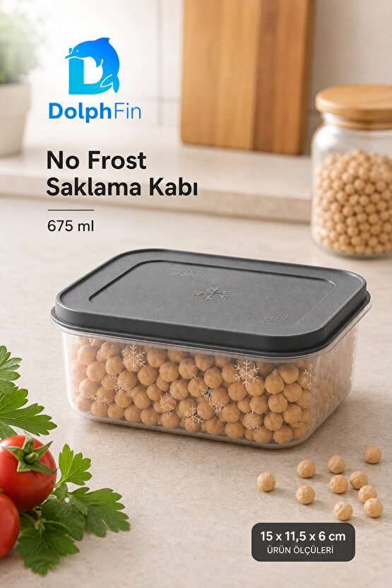 No Frost Saklama Kabı 675 ml Siyah 15 × 11,5 × 6 cm