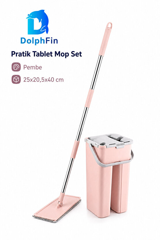 Pembe Tablet Mop Set | Pratik Paspas ve Zemin Temizlik Seti