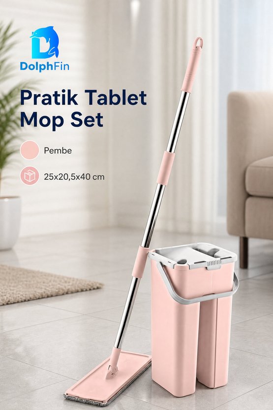 Pembe Tablet Mop Set | Pratik Paspas ve Zemin Temizlik Seti