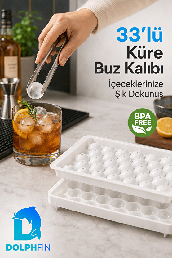 33’lü Küre Buz Kalıbı Yuvarlak Top Buzluk BPA İçermez Karışık Renk