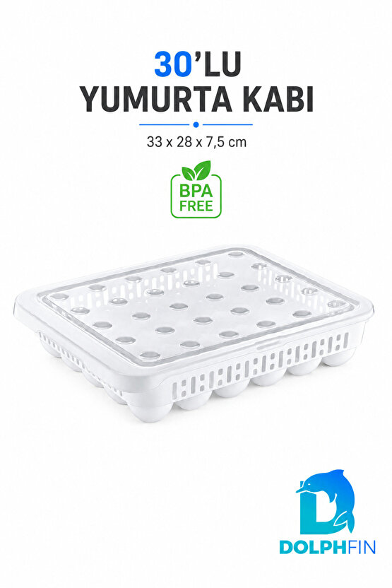 30’lu Kapaklı Yumurta Saklama Kabı Buzdolabı Yumurtalık Organizeri BPA İçermez