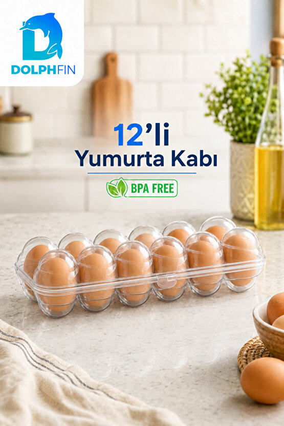12’li Yumurta Kabı 28x11x7 cm Kapaklı Şeffaf Buzdolabı Yumurta Saklama Kutusu BPA İçermez