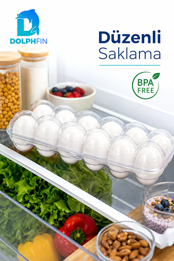 12’li Yumurta Kabı 28x11x7 cm Kapaklı Şeffaf Buzdolabı Yumurta Saklama Kutusu BPA İçermez