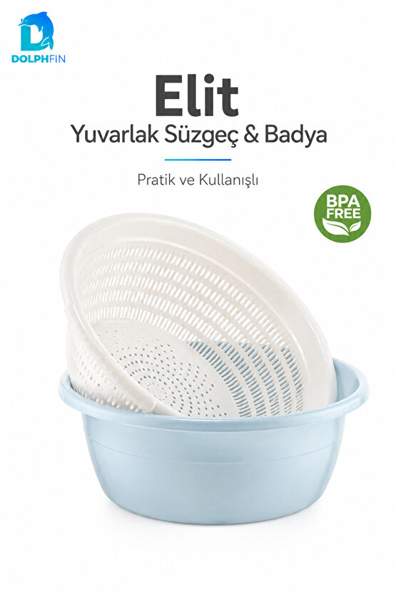 Elit Yuvarlak Süzgeç ve Badya Seti BPA Free