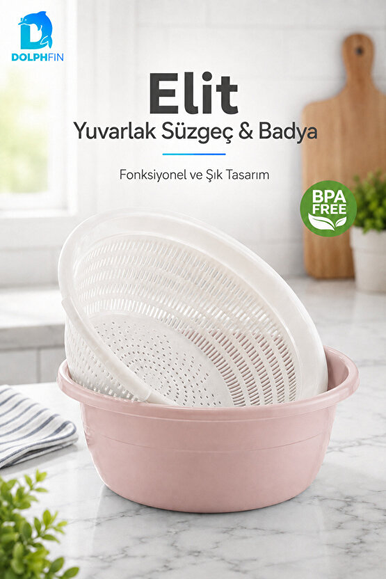 Elit Yuvarlak Süzgeç ve Badya Seti BPA Free