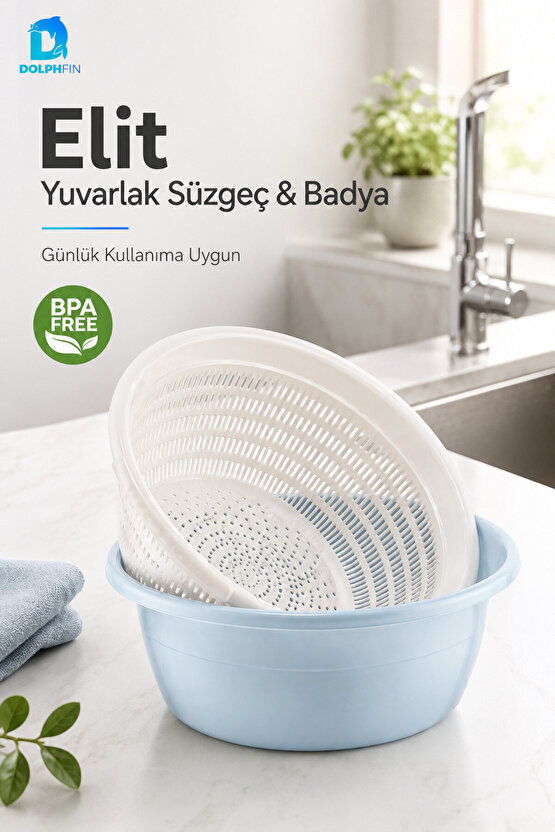 Elit Yuvarlak Süzgeç ve Badya Seti BPA Free