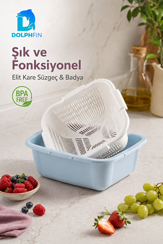 Elit Kare Süzgeç ve Badya Seti 7 L BPA Free