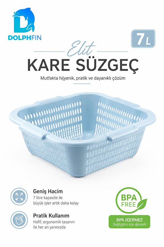 Elit Kare Süzgeç 7 L BPA Free Mavi