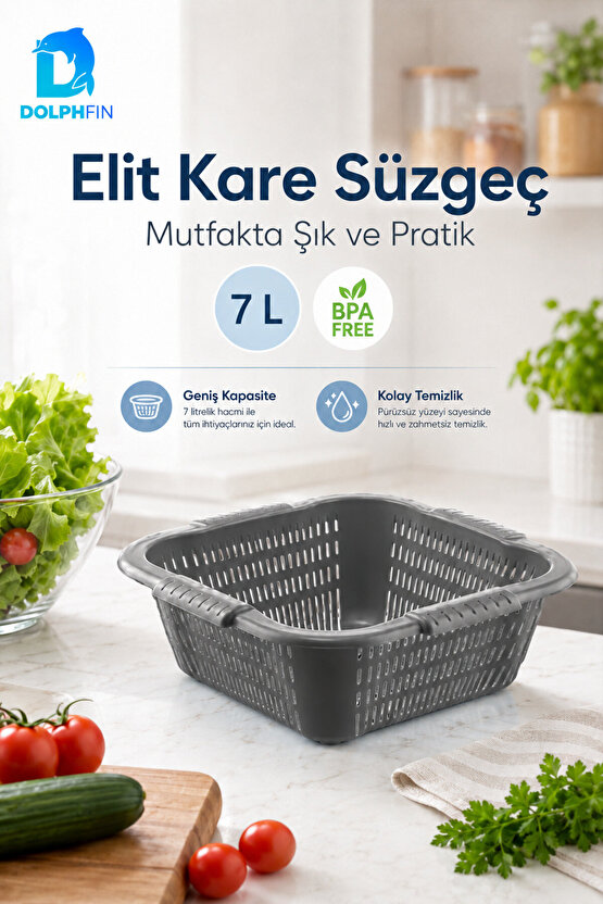 Elit Kare Süzgeç 7 L BPA Free Mavi