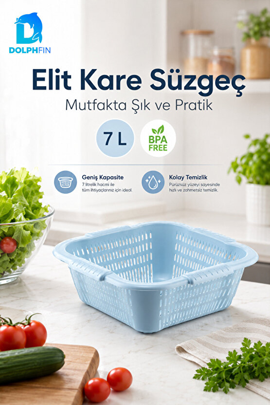 Elit Kare Süzgeç 7 L BPA Free Mavi