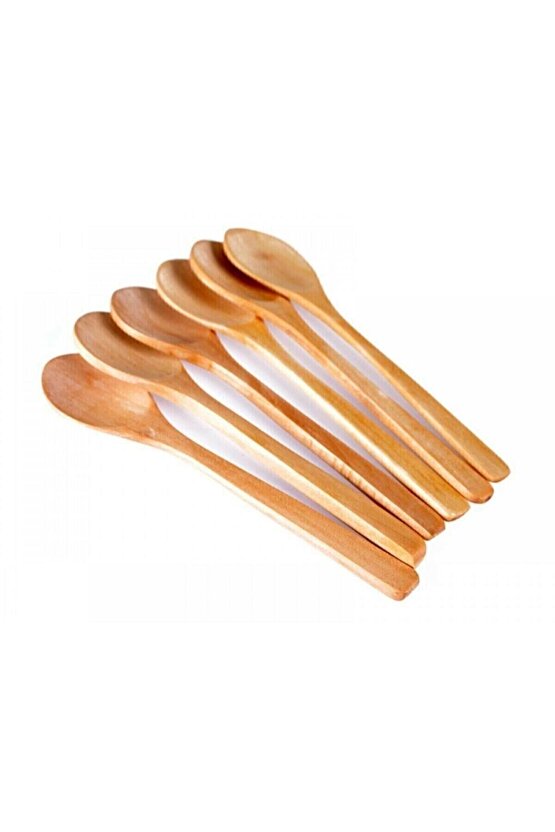 6lı Mini Bambu Tahta Kaşık Baharat Kaşığı
