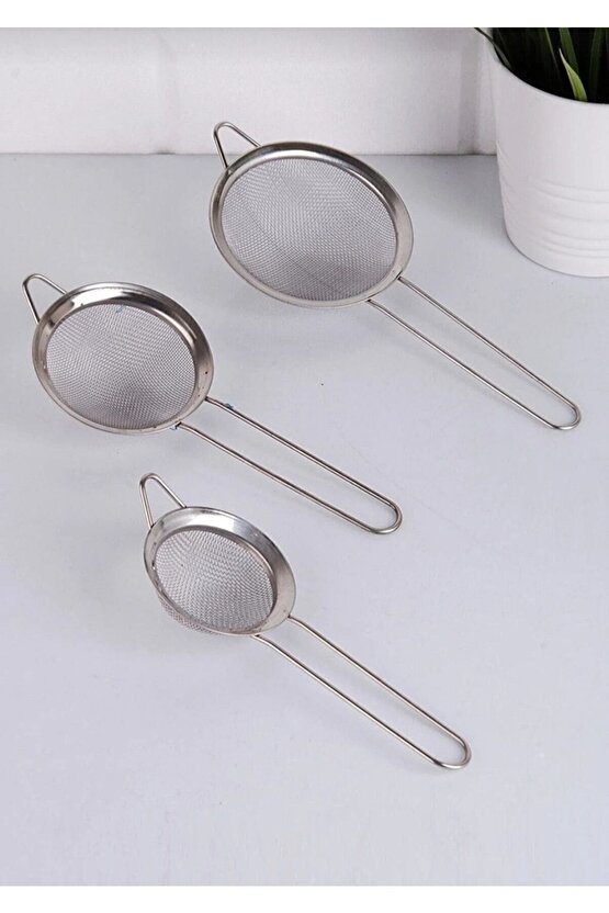 3 Lü Küçük Metal Süzgeç Seti
