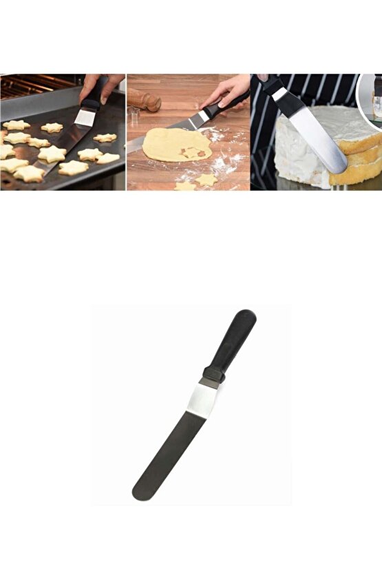 Eğik Oval Uçlu Pasta Sıvama Spatulası Paleti 15 Cm - Paslanmaz Çelik