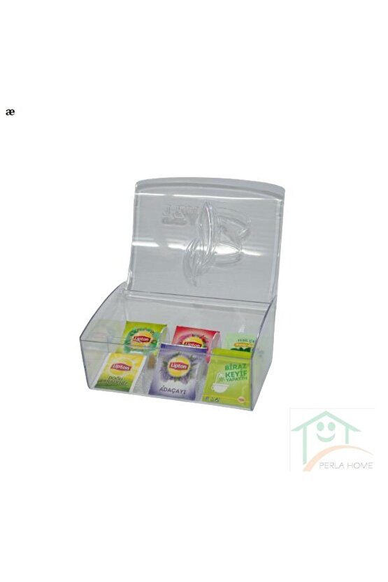 Madame Milenyum Tea Box Çay Kutusu Ak-732 Bölmeli Yeşil Kapaklı Şeffaf