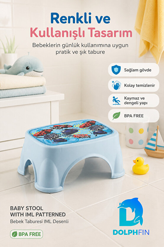 IML Desenli Çocuk Basamak Taburesi Kaymaz BPA Free Bebek Taburesi