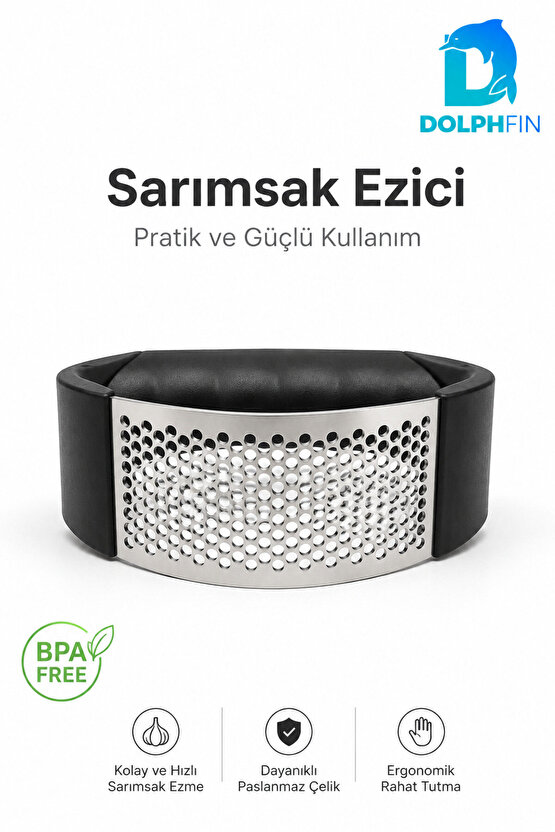 Paslanmaz Çelik Sarımsak Ezici Ergonomik Siyah Saplı Pratik Sarımsak Presi