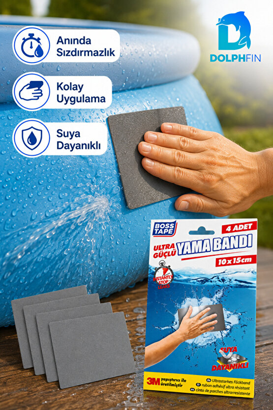 Suya Dayanıklı Yama Bandı 10x15 cm 4 Adet Güçlü Yapışkanlı Tamir Bandı