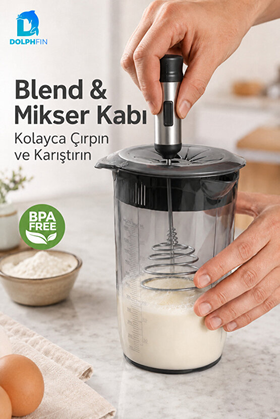 1,5 L BPA Free Ölçü Çizgili Blend ve Mikser Kabı Kapaklı Karıştırma Haznesi
