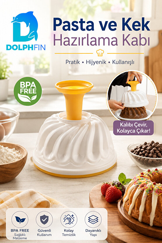 Pasta ve Kek Hazırlama Kabı BPA Free Kolay Çıkarma Aparatlı Tatlı Kalıbı