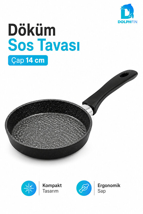 14 cm Döküm Sos Tavası Mini Tava Ergonomik Saplı Kompakt Tasarım