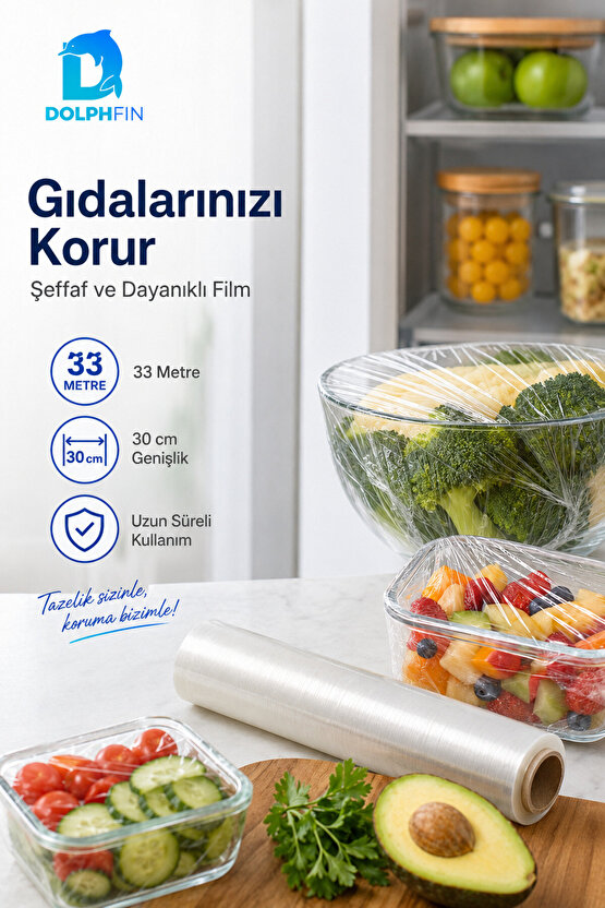Streç Film 33 Metre x 30 cm Gıdaya Uygun Şeffaf Mutfak Streci