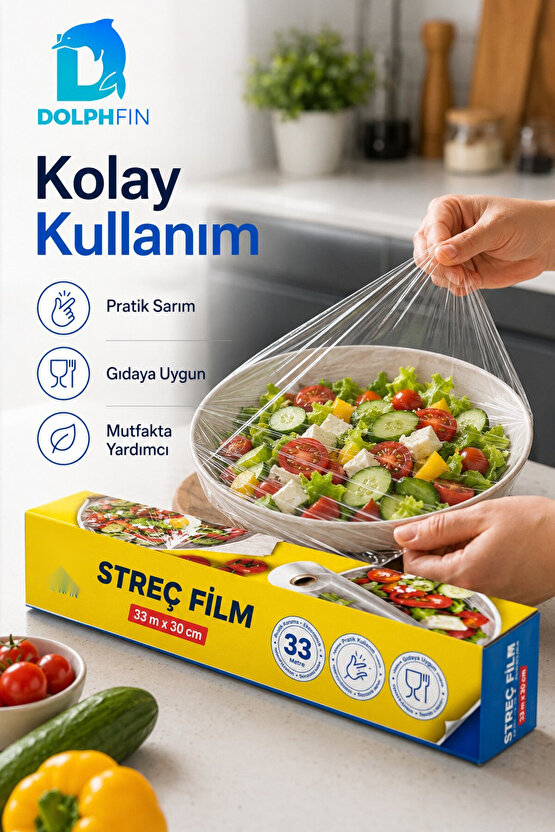Streç Film 33 Metre x 30 cm Gıdaya Uygun Şeffaf Mutfak Streci
