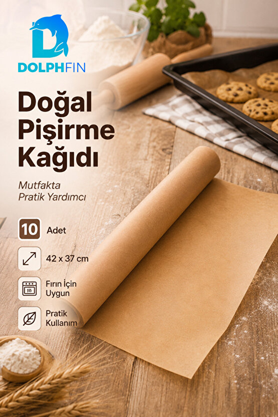 Doğal Pişirme Kağıdı 42 x 37 cm Fırın Tepsisi İçin 10 Adet