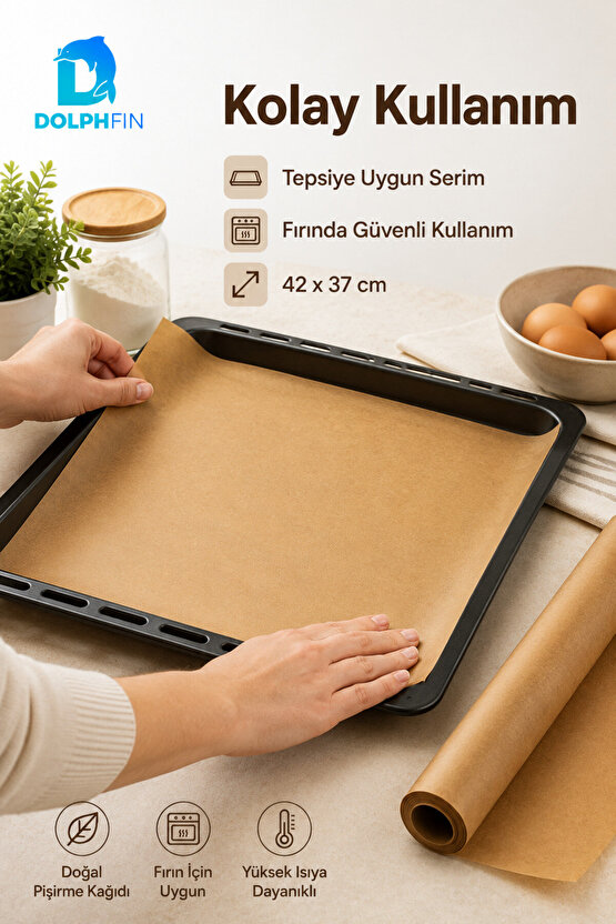 Doğal Pişirme Kağıdı 42 x 37 cm Fırın Tepsisi İçin 10 Adet