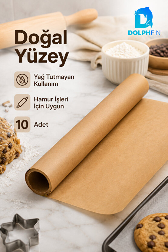 Doğal Pişirme Kağıdı 42 x 37 cm Fırın Tepsisi İçin 10 Adet