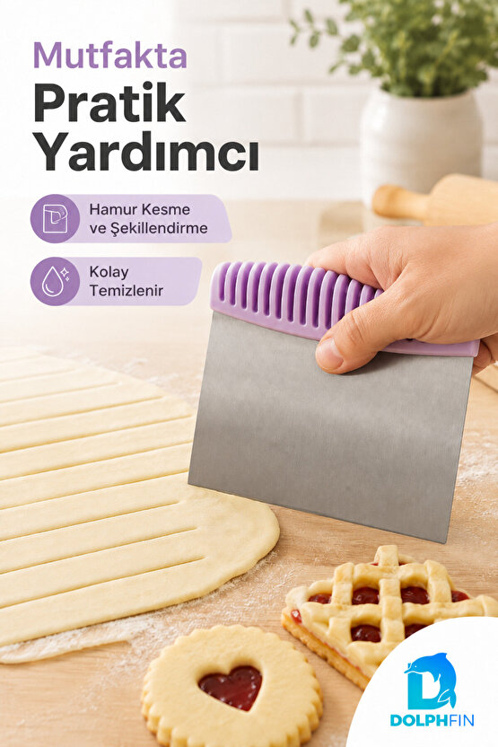 Paslanmaz Çelik Hamur Kesici ve Kazıyıcı Ergonomik Tarak Saplı