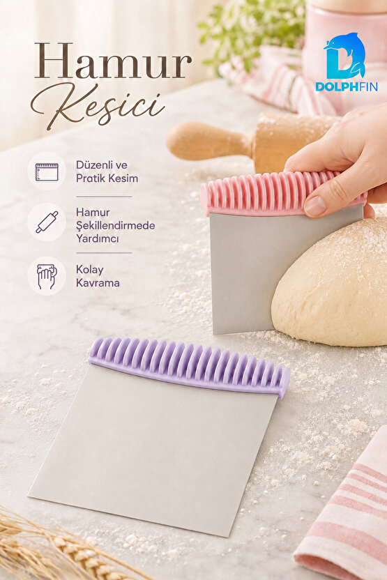 Paslanmaz Çelik Hamur Kesici ve Kazıyıcı Ergonomik Tarak Saplı