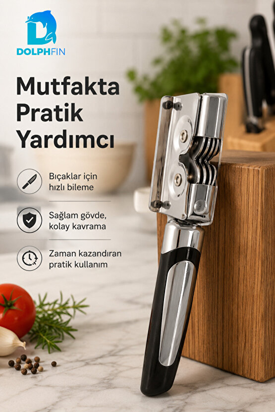 Manuel Bıçak Bileyici Çok Kademeli Paslanmaz Çelik Ergonomik Saplı