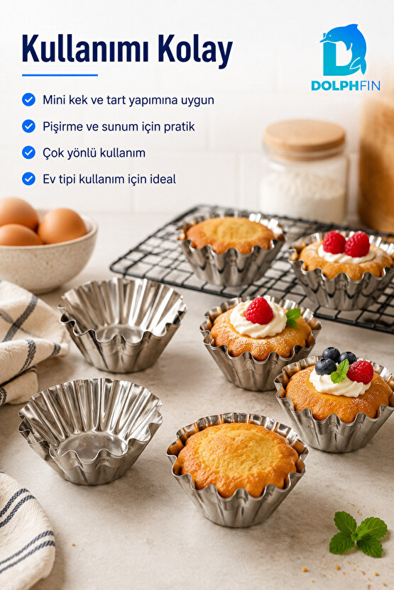 6’lı Çelik Mini Kek ve Tart Kalıbı Çok Amaçlı Pişirme Seti
