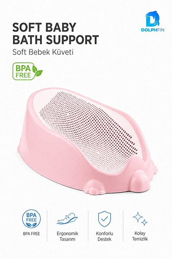 Soft Bebek Banyo Desteği Mavi Kaymaz Fileli BPA Free Bebek Küvet Aparatı