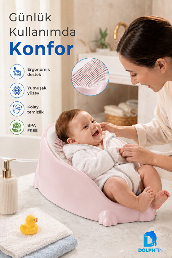 Soft Bebek Banyo Desteği Mavi Kaymaz Fileli BPA Free Bebek Küvet Aparatı