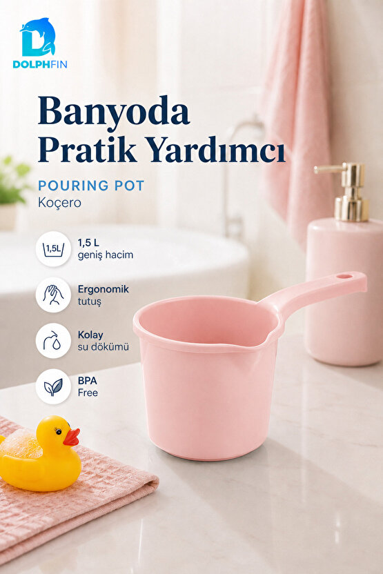 1,5 L Mavi Koçero Bebek Banyo Maşrapası BPA Free Ergonomik Saplı