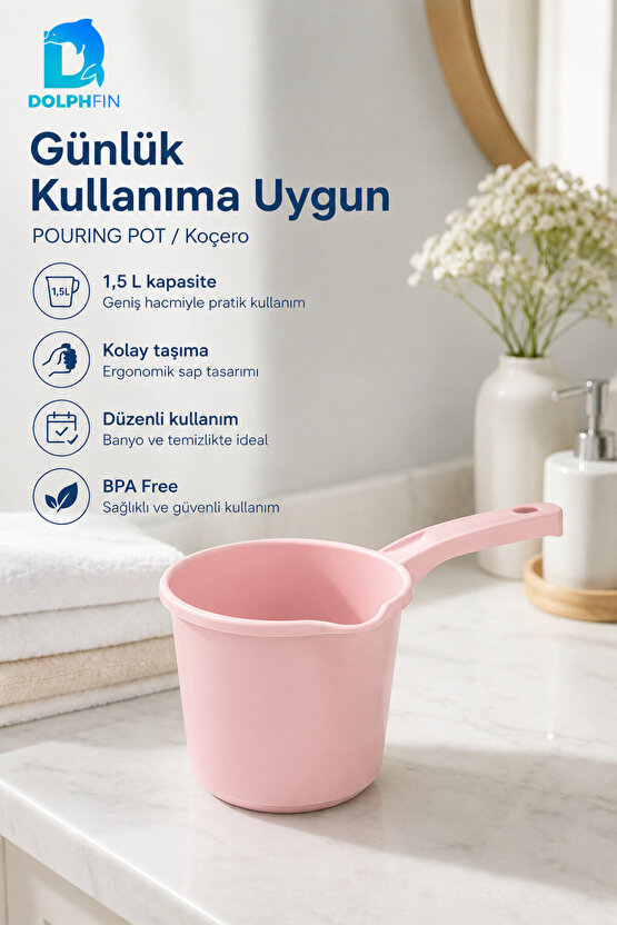1,5 L Mavi Koçero Bebek Banyo Maşrapası BPA Free Ergonomik Saplı