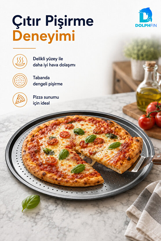 Delikli Pizza Tepsisi 28 cm – Yuvarlak Metal Pizza Pişirme Tepsisi