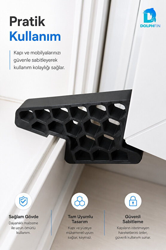 Pencere Kapı Sabitleyici Stoper Siyah PVC Doğrama Rüzgâr Önleyici Takoz