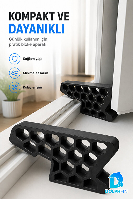 Pencere Kapı Sabitleyici Stoper Siyah PVC Doğrama Rüzgâr Önleyici Takoz