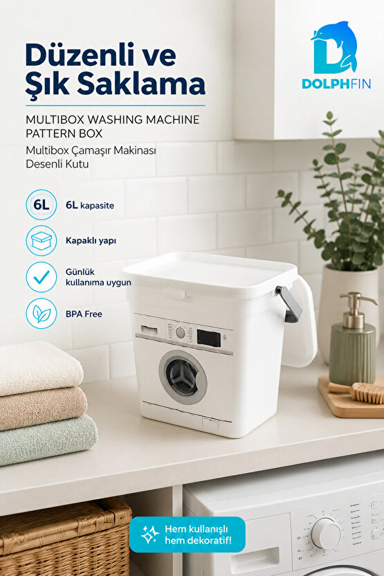 Multibox 6 L Çamaşır Deterjanı Saklama Kabı Kapaklı Taşıma Saplı BPA Free