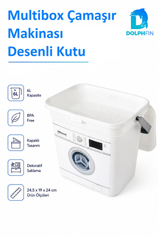 Multibox 6 L Çamaşır Deterjanı Saklama Kabı Kapaklı Taşıma Saplı BPA Free