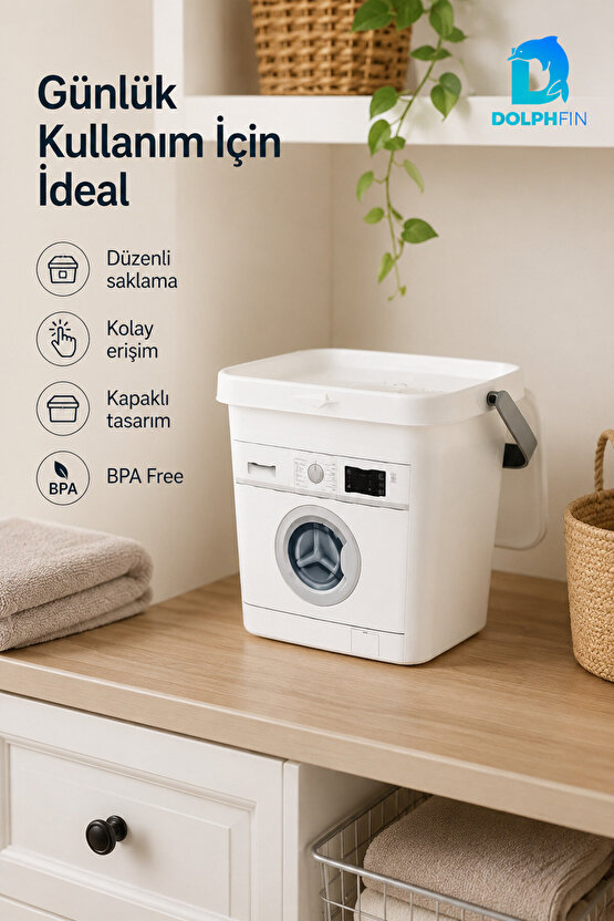 Multibox 6 L Çamaşır Deterjanı Saklama Kabı Kapaklı Taşıma Saplı BPA Free