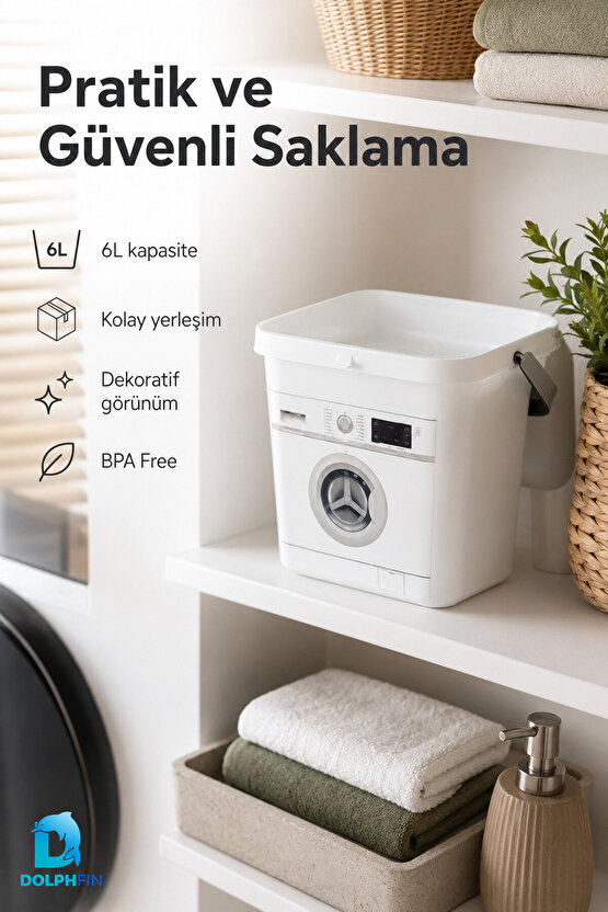 Multibox 6 L Çamaşır Deterjanı Saklama Kabı Kapaklı Taşıma Saplı BPA Free