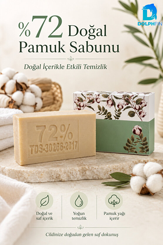 %72 Pamuk Yağlı Katı Sabun El Yüz ve Vücut Temizleme Sabunu
