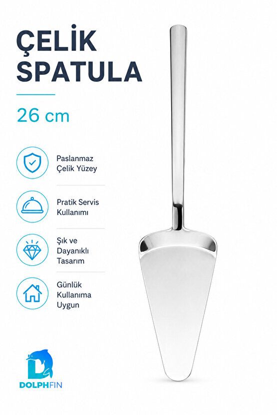 26 cm Paslanmaz Çelik Pasta Servis Spatulası Kek Turta Börek Servis Küreği