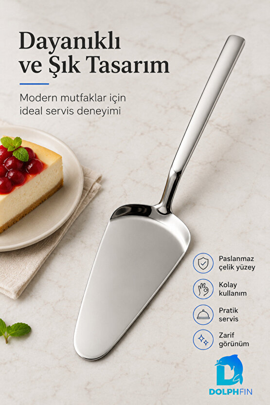 26 cm Paslanmaz Çelik Pasta Servis Spatulası Kek Turta Börek Servis Küreği