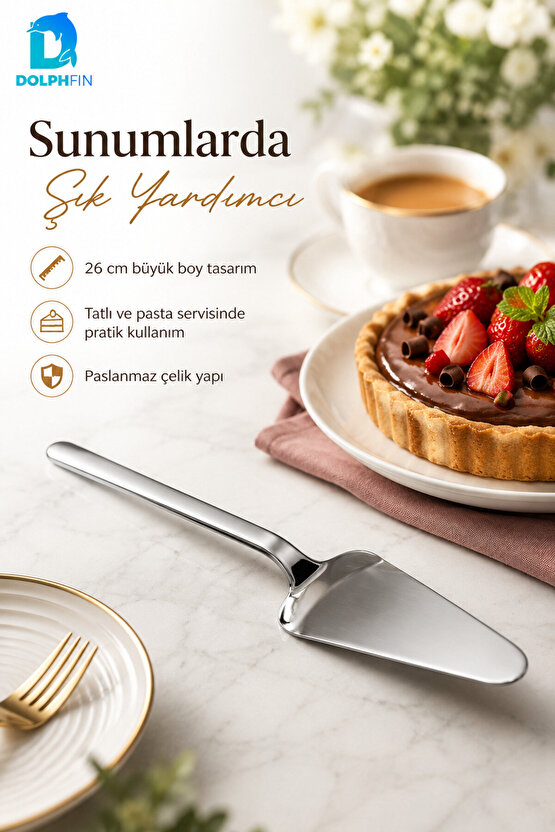 26 cm Paslanmaz Çelik Pasta Servis Spatulası Kek Turta Börek Servis Küreği