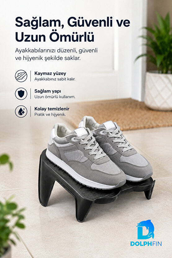 Ayakkabı Rampası Çiftli Ayakkabı Düzenleyici Kaymaz Tabanlı Siyah