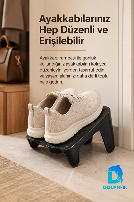 Ayakkabı Rampası Çiftli Ayakkabı Düzenleyici Kaymaz Tabanlı Siyah